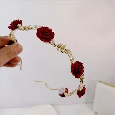 Vintage Rose Pearl Decor Headband